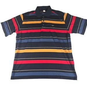Paul & Shark Polo‎ Short Sleeve Shirt Men's XL Navy Striped Italy 100% Cotton